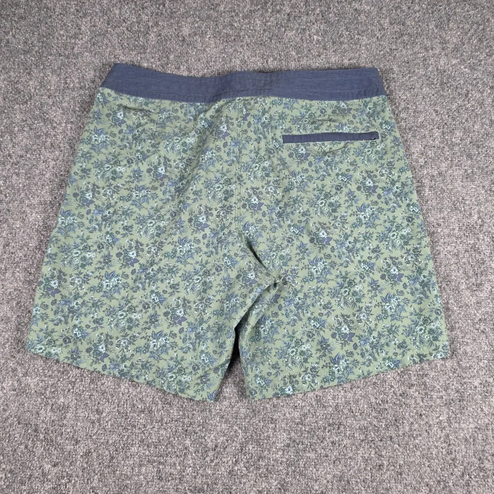 Fair Harbor Board‎ Shrots Mens 36 Green Floral Swim Trunks Drawstring Unlined